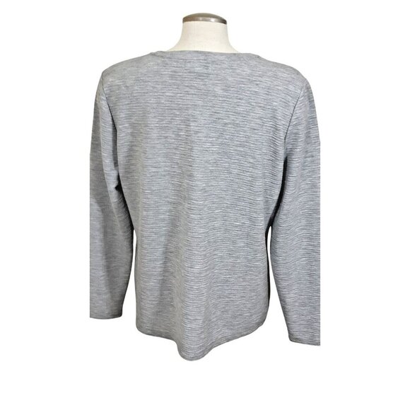 Liz Claiborne Jeweled Front Top Grey Heather Size PXL Long Sleeve Stretch Party - Picture 3 of 7